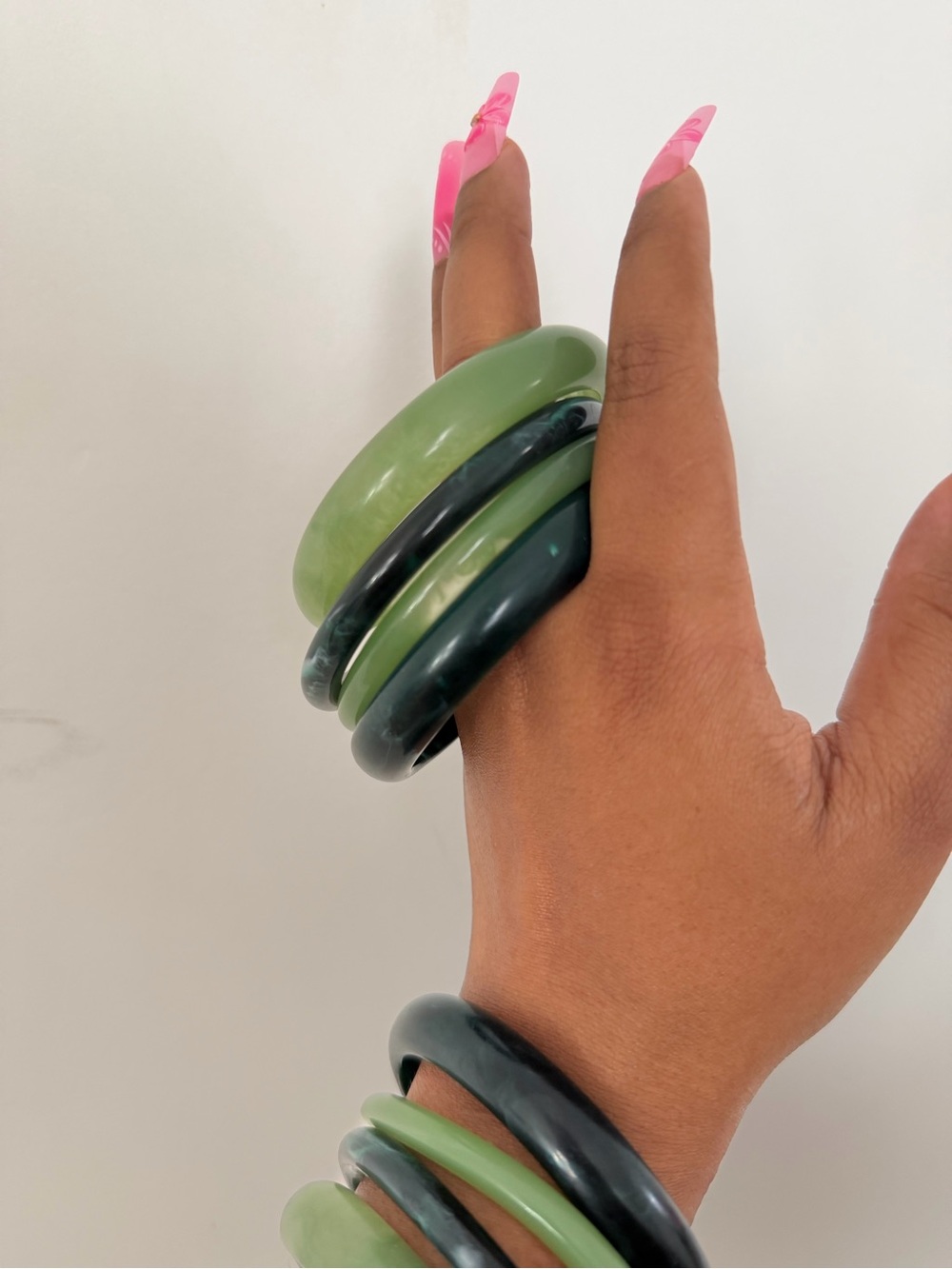 Green Stone Bangle Set — Women Jewelry Bracelets